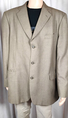 Cesarani Mens 48L Classic Tan Blazer Single 3 Button Double Vent Preppy Academia